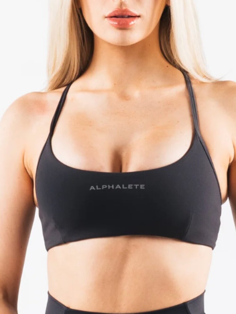 Alphalete Aura 3 Black and Grey Strap Bra Size Small